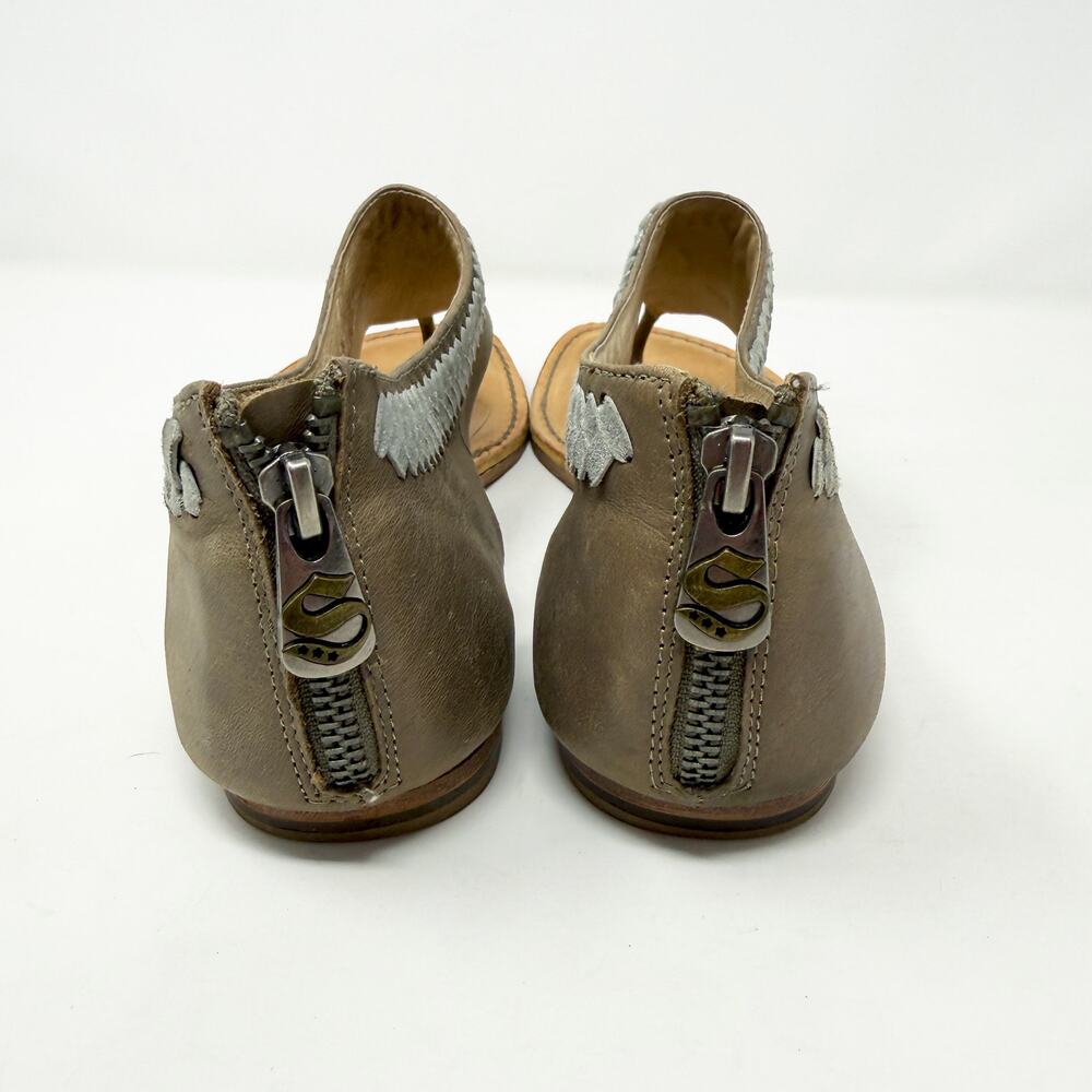 Lucchese Spirit Tan Leather Carly Gladiator Sandals Size 10 Thong Style Back Zip - Picture 4 of 8